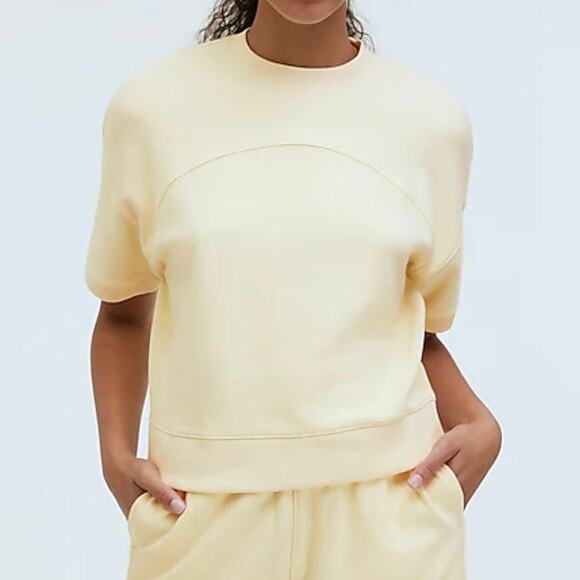 Madewell Top Womens XL Yellow Ribbed Muscle Tee Crew Neck Botanical Dye - Picture 1 of 11